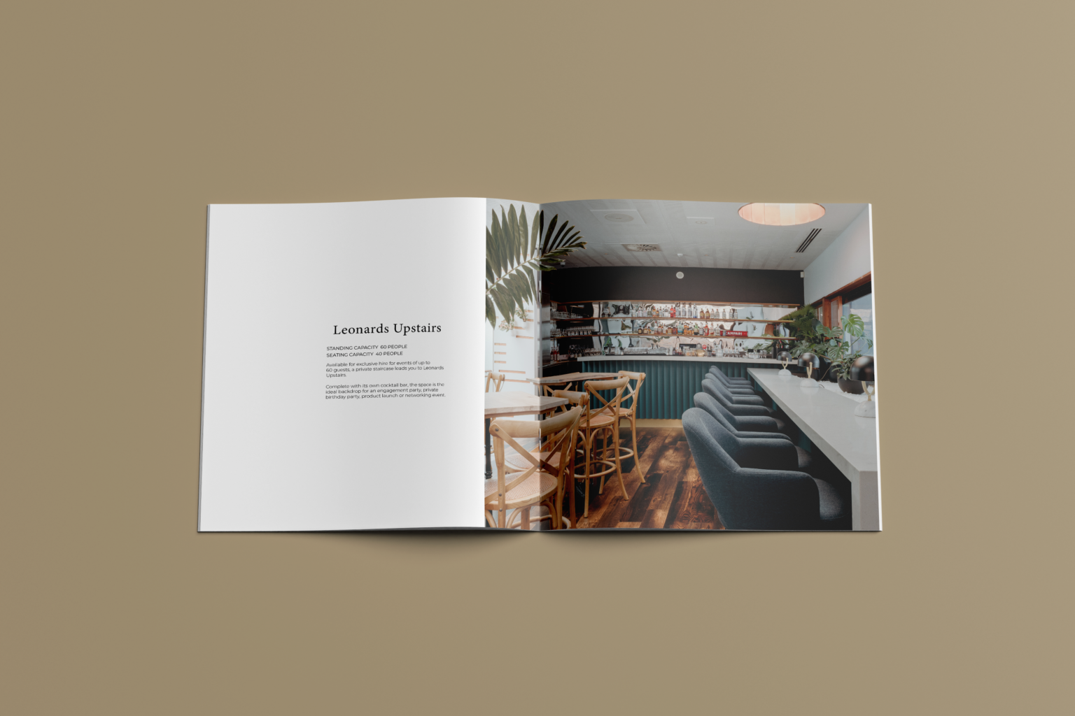 A mockup of an inner page of a restaurant brochure.